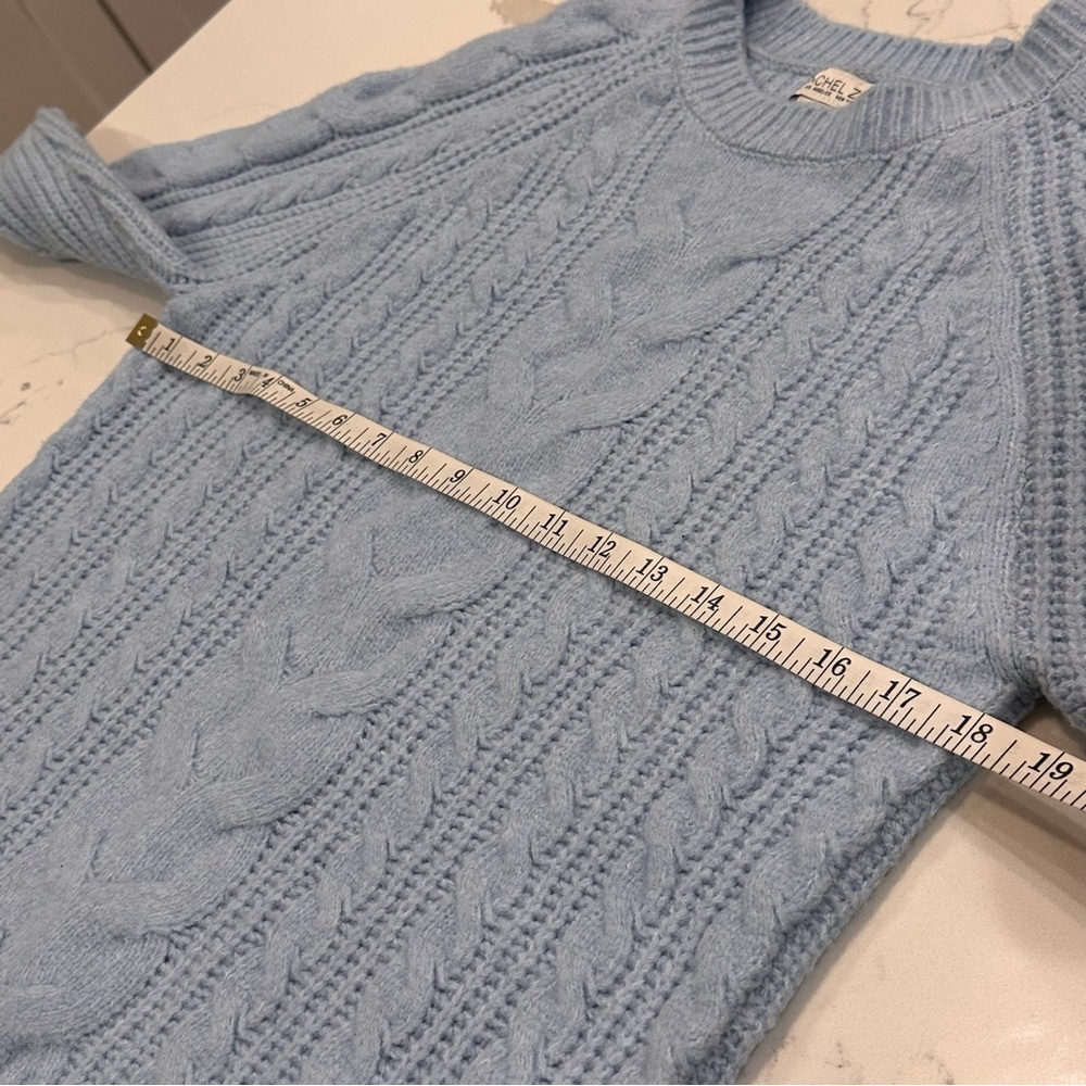 Rachel Zoe Soft Blue Cable Knit Sweater Size M - Picture 5 of 7
